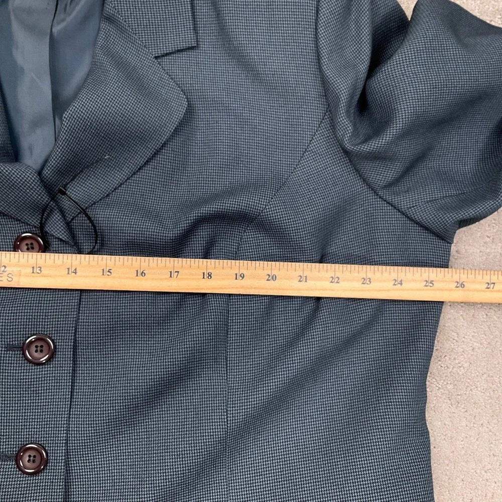 Le Suit Skirt Suit Women 20W Green Teal Micro-Check 4-Button Classic Officewear